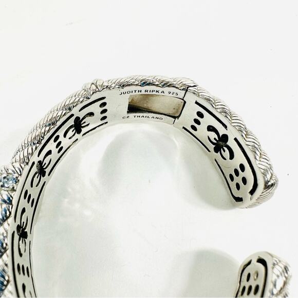 Judith Ripka Diamonique Rope Cuff Bracelet 925 Silver Cubic Zirconia Hinged Cuff - Picture 9 of 12